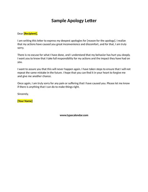 Free Printable Apology Letter Templates [Word, PDF] For Students