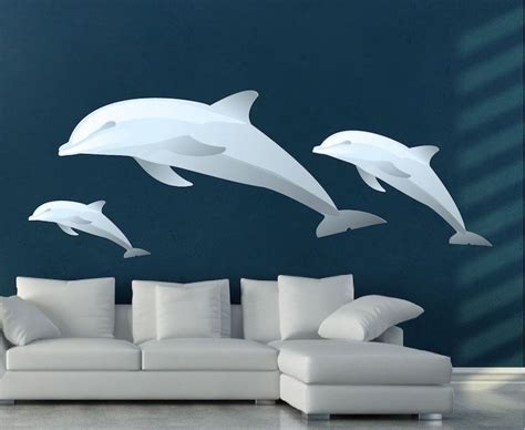 Dolphins Wallpaper Ocean Life Wall Decals Three Dolphin Kids Sea ...