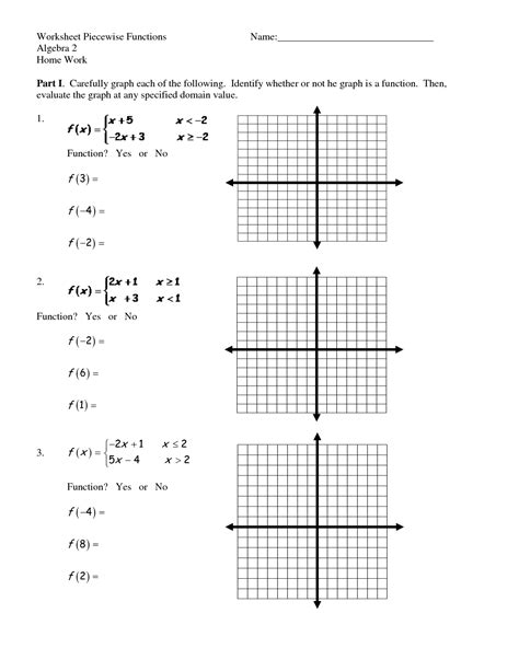 Piecewise Function Worksheets