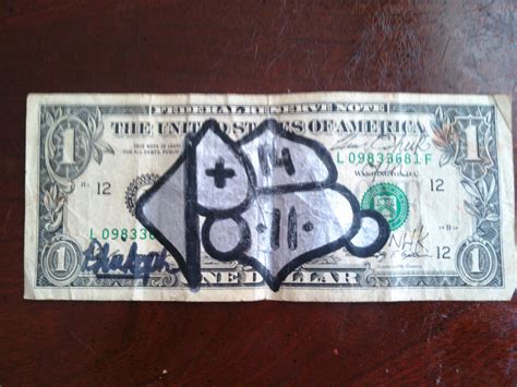 Weird graffiti on a one dollar bill i got as a tip a while back : whatisthisthing