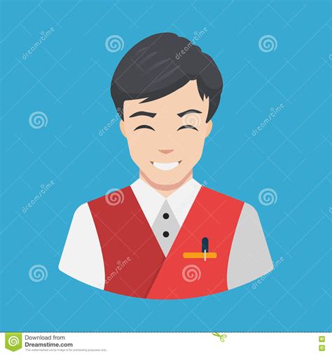 Hotel Staff - Waiter Icon Flat Design Vector Illustration Stock Vector - Illustration of hour ...