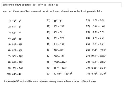 MEDIAN Don Steward mathematics teaching: difference of two squares (i)