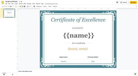 Google Slide Certificate Template