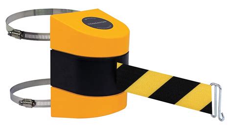 TENSABARRIER Retractable Belt Barrier, Yellow/Black Chevron - 3ZAY8|897-15-C-35-NO-D4X-A - Grainger