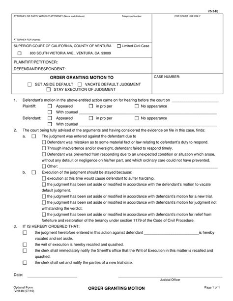 Form VN148 - Fill Out, Sign Online and Download Fillable PDF, County of Ventura, California ...