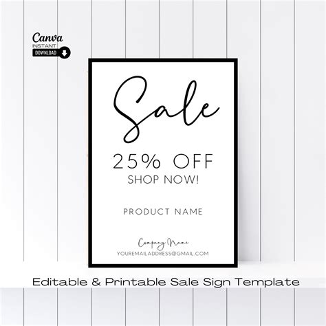 Editable Sale Sign Template, Printable Small Business Sign, Craft ...