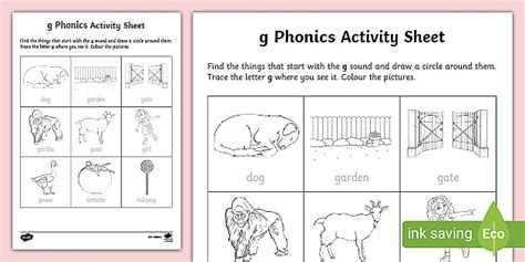 Phonics 'g' Worksheet | Phonics Resources | Twinkl - Twinkl