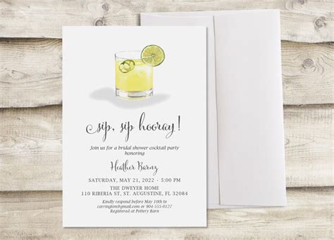 Sip Sip Hooray Cocktail Bridal Shower Invitation Happy Hour - Etsy