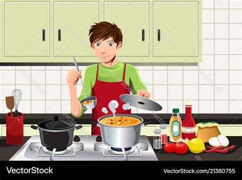 Man cooking Royalty Free Vector Image - VectorStock