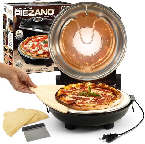 PIEZANO Crispy Crust Pizza Oven Indoor – Electric Pizza Maker with Stone Heats to 800˚F for ...