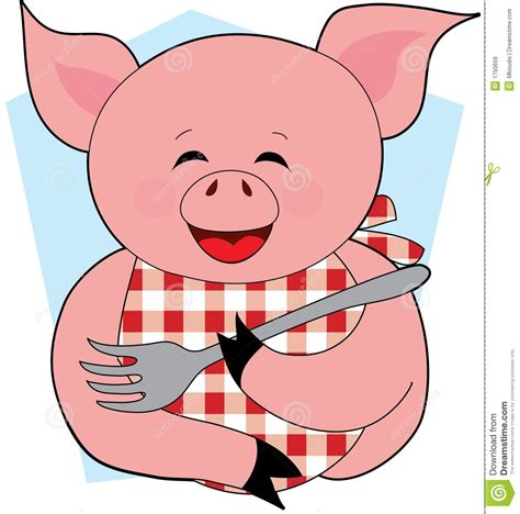 Pig Eating Bacon Cartoon - loklok109