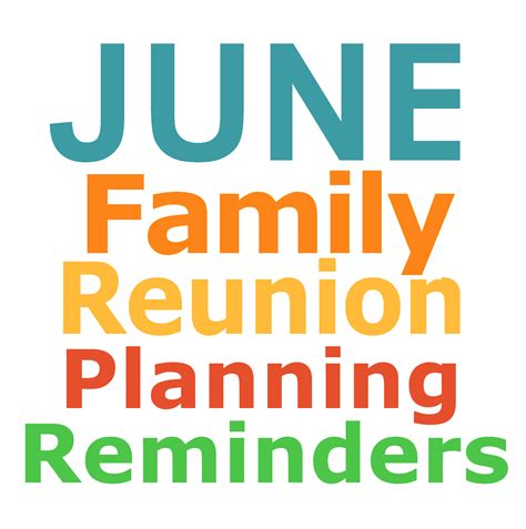 Family Reunion Planning Guides Apps and Books: June Reunion Planning ...