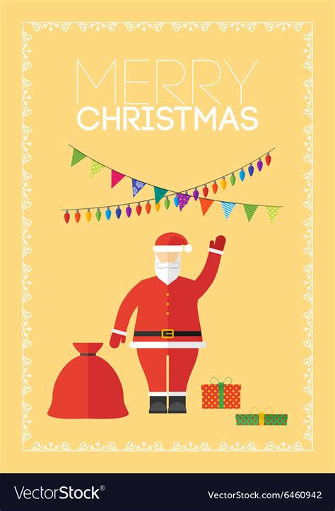 Merry christmas gift card with santa claus Vector Image