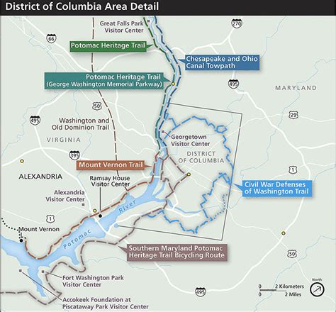 Detail from the National Park Service's excellent map of the Potomac Heritage Trail system ...