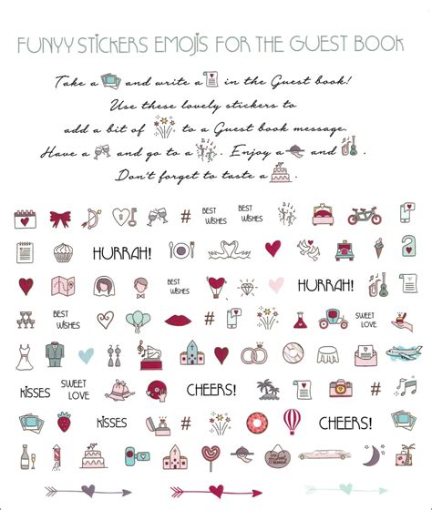 Transparent Wedding Stickers Emoji for the Wedding Guest Book - Etsy Canada