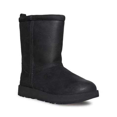 UGG Classic Short Leather Waterproof Black Boots - Women's - MyCozyBoots