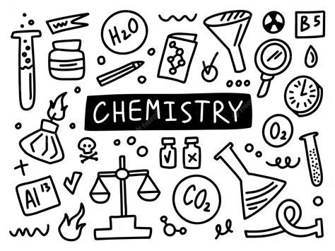 Premium Vector | Chemistry doodle line set school university outline subject