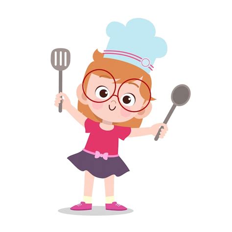 Premium Vector | Happy kid cooking chef