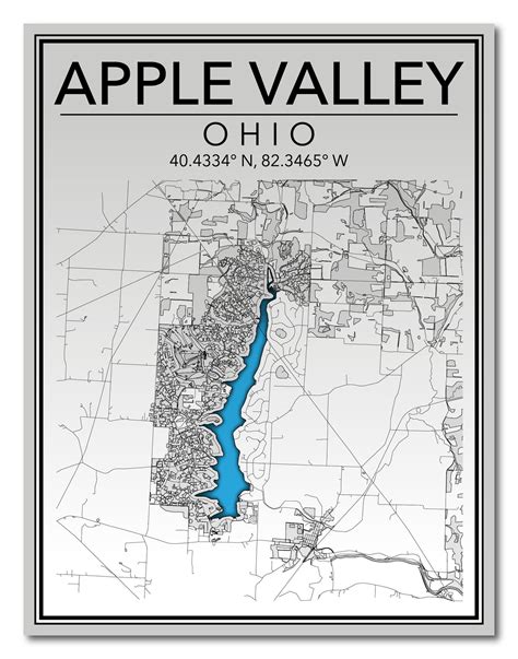 Wall Art Map Apple Valley Ohio - Etsy