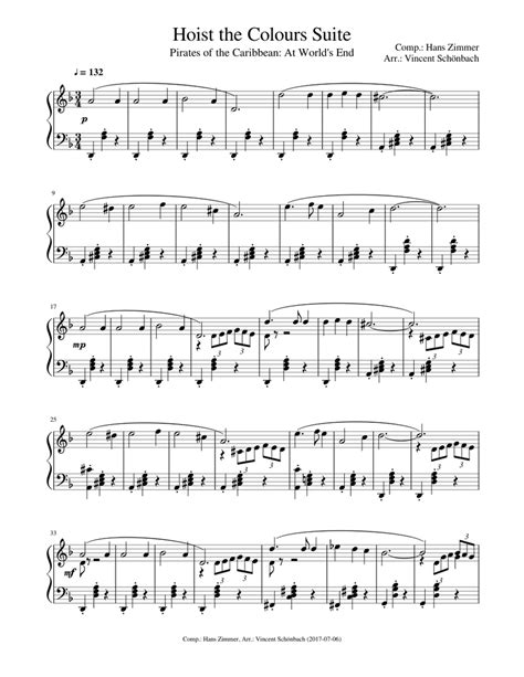 Pirates of the Caribbean - Hoist the Colours Suite - Piano Solo Sheet music for Piano (Solo ...