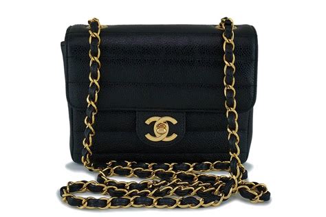 Chanel Vintage Black Caviar Classic Square Mini Flap Bag 24k GHW