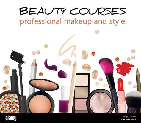 Beauty Courses Poster Design. Cosmetic Products, Professional Make Up, Care. Printable Template ...