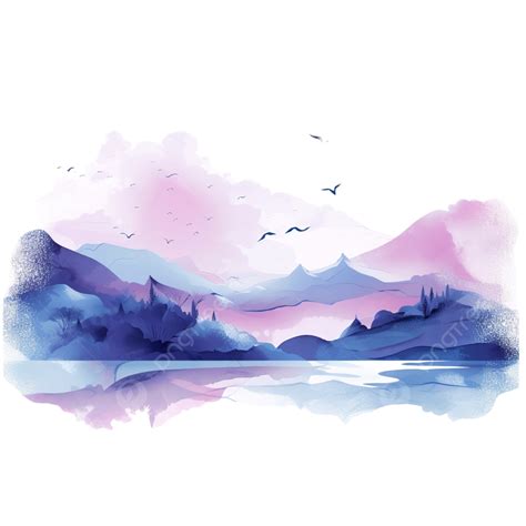 Abstract Landscape Background In Purple Blue Colors, Paint Texture ...