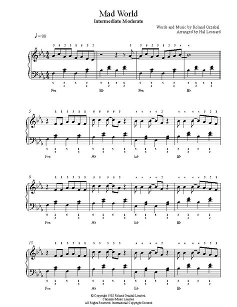 Mad World by Gary Jules Piano Sheet Music | Intermediate Level | Violin sheet music, Piano sheet ...