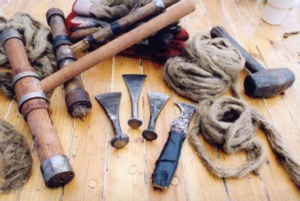 Traditional Shipbuilding Tools. Wooden caulking mallets, caulking irons ...