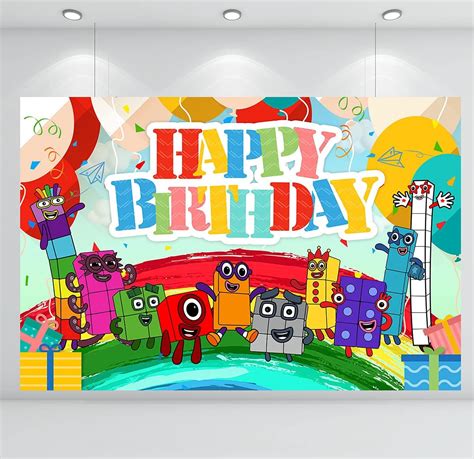 Numberblocks Birthday Backdrop Decoration-Happy Birthday Supplies Numberblocks Theme Birthday ...