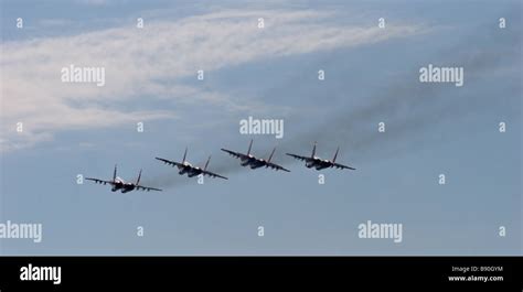 The Russian Knights aerobatic team at air show Stock Photo - Alamy