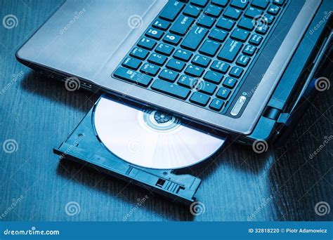 Laptop With Open CD - DVD Drive Stock Photo - Image: 32818220