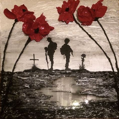 WW1 soldier and modern soldier 'Remember And Reflect' by Jacqueline Hurley Poppy remembrance art ...