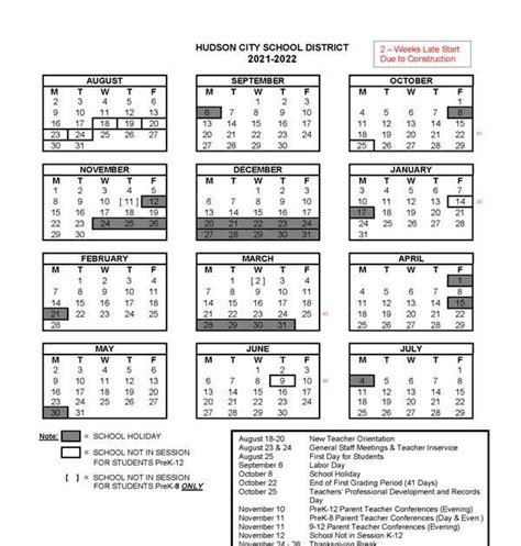 Hudson Area Schools 2021 2022 Calendar | Printable March