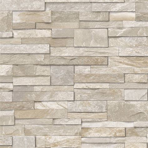 3D Slate Stone Brick Effect Wallpaper Washable Vinyl - Stone Sand Grey ...