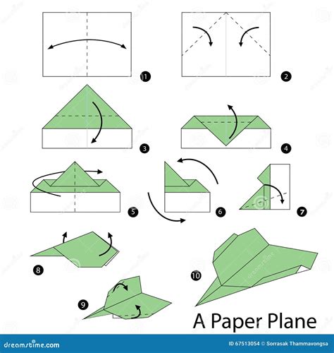 Step By Step Instructions How To Make Origami A Paper Plane. Vector Illustration | CartoonDealer ...