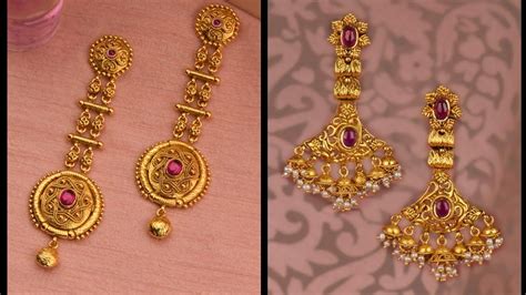 Most Classy & Beautiful Traditional African Style 22k Gold Earrings Designs Studded With Ruby ...