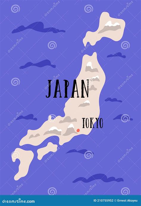 Map Of The City Of Tokyo, Kanto, Island Honshu, Japan Royalty-Free ...