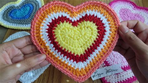 Part 2 Crochet Big Multicolored Heart Applique - YouTube