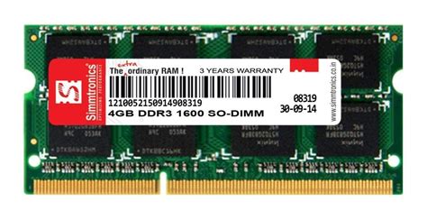 Simmtronics 4GB DDR3 Laptop RAM 1600 MHz (PC 12800) with 3 Year ...