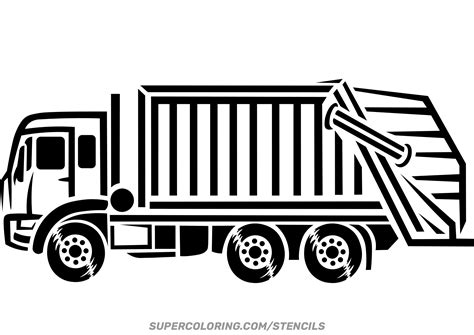 Stencil of Garbage Truck | Free Printable Papercraft Templates