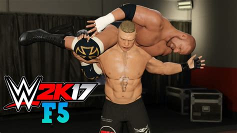 WWE 2K17 - BROCK LESNAR F5 COMPILATION! - YouTube