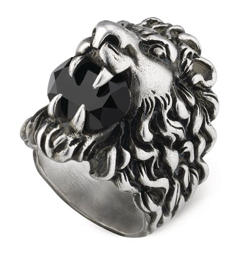 Gucci Crystal-Embellished Lion Head Ring | Harrods US