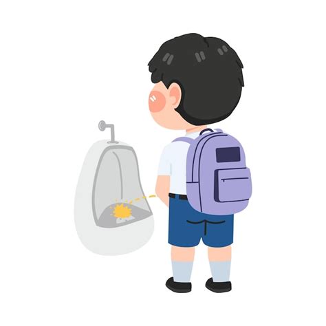 Premium Vector | Kid Urinating in the toilet