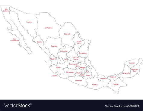 Outline Mexico map Royalty Free Vector Image - VectorStock