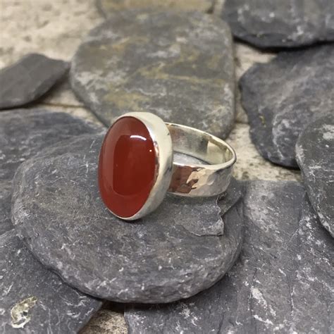 Carnelian ring Carnelian stone ring Big stone ring Red | Etsy