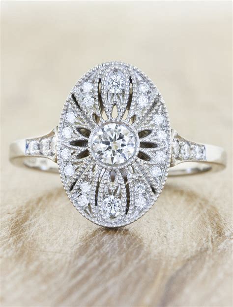 Aurelia: Oval-Shaped Ornate Diamond Engagement Ring | Ken & Dana Design