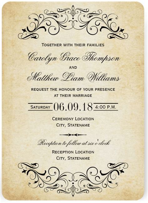 Vintage Wedding Invitation Featuring Flemish Script Font