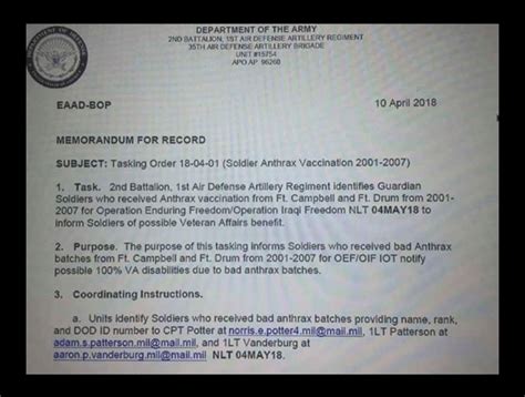 Leaked Anthrax Vaccine Memo Likely Authentic