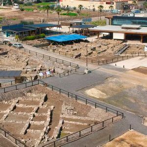 Aerial photos of Magdala along the Sea of Galilee in Israel.